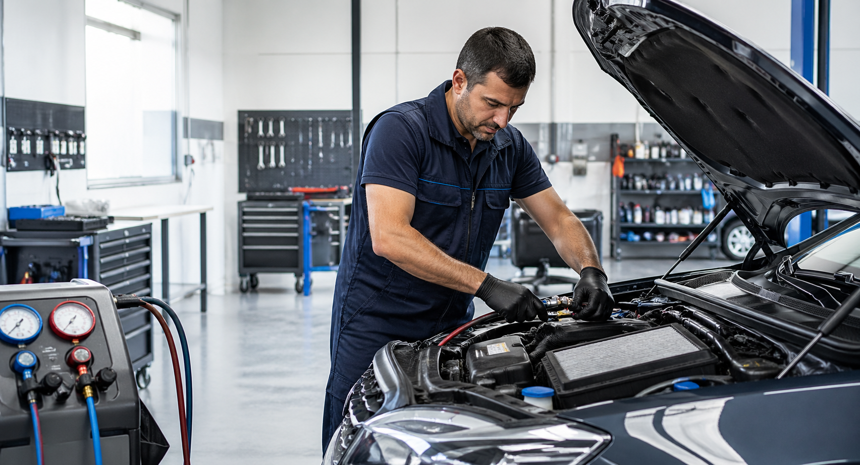 Araç klima hattı ve servis ekipmanları kontrol ediliyor